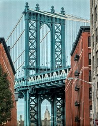 Brooklyn Bridge by Nick Holdsworth - Mixed Media on Board sized 23x30 inches. Available from Whitewall Galleries